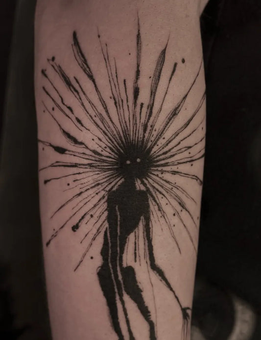 Medium Abstract Spiky Figure Tattoo on Men Arm by @avenntattoo