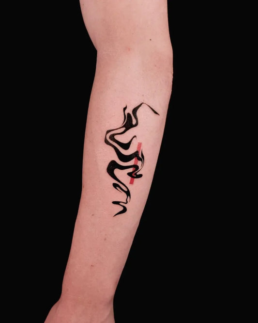 Medium Abstract Wavy Tribal Pattern Tattoo on Men Arm by @you.tats