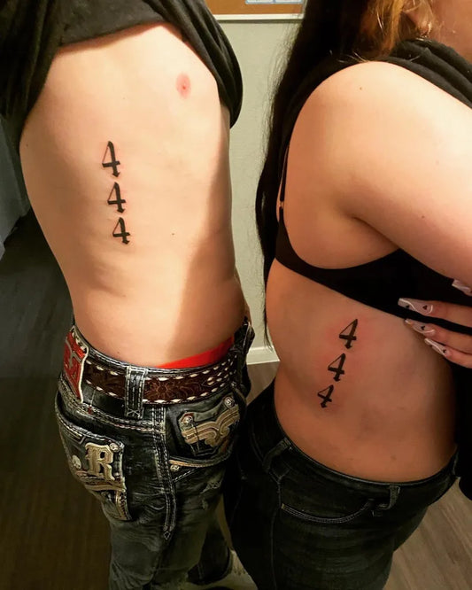 Medium Black and Grey 444 on Men and Women Side Tattoo by @tat2rcw