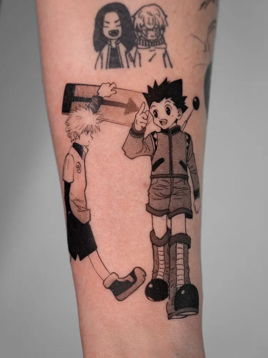 Medium Black and Grey Hunter x Hunter Characters Tattoo on Men Arm by @antaittt