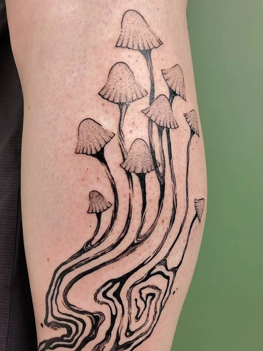Medium Black and Grey Mushrooms on Men Arm Tattoo by @setatt_jatobokul
