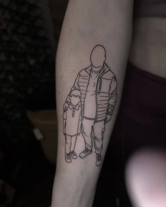 Medium Black and Grey Portrait Family Tattoo on Women Arm by @antclaytattoo