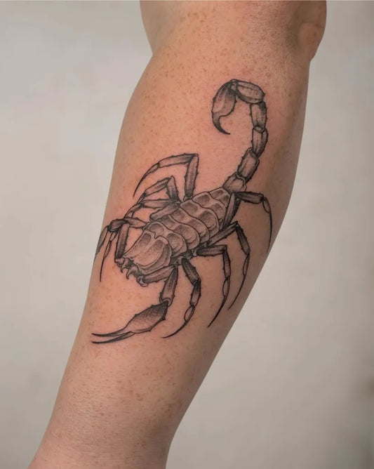 Medium Black and Grey Scorpion on Men Arm Tattoo by @abctattoo