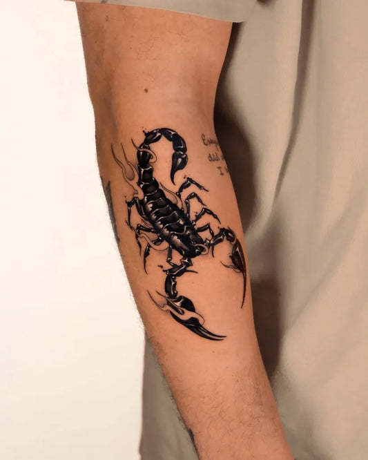 Medium Black and Grey Scorpion on Men Arm Tattoo by @anakintats