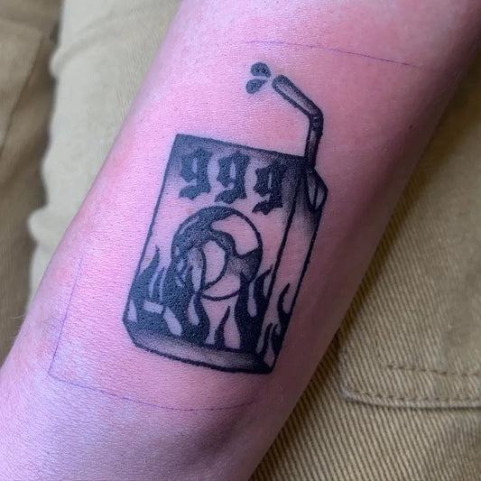 Medium Blackwork 999 Juice Wrld Tattoo on Men Arm by @trisaratoptattoos
