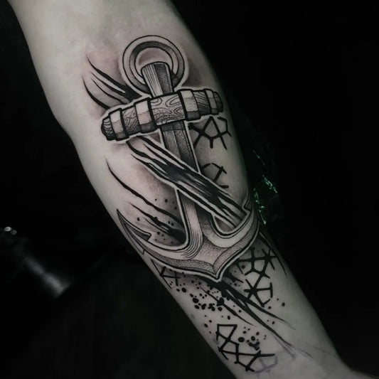 Medium Blackwork Anchor Tattoo on Men Arm by @tattoos_by_bear
