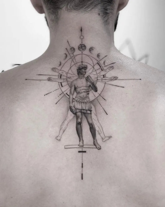 Medium Blackwork Apollos Chariot Spiritual Tattoo on Men Back by @torocsikartroom