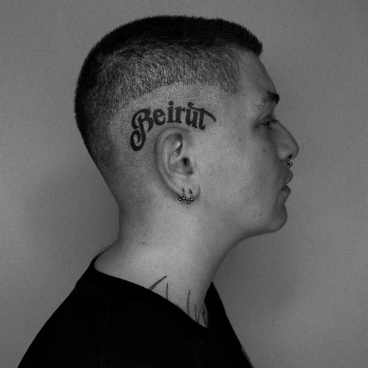 Medium Blackwork Beirut Tattoo on Men Head by @pencilme_in