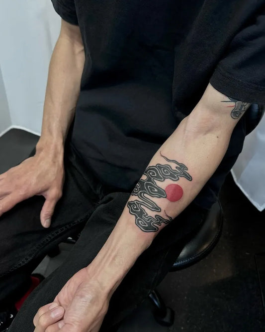 Medium Blackwork Dragon Cloud Tattoo on Men Arm by @chikage8