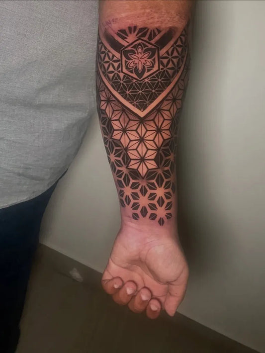 Medium Blackwork Mandala Tattoo on Men Arm by @anmol_tattoo_ptk