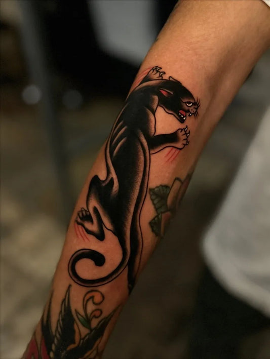 Medium Blackwork Panther Tattoo on Men Arm by @lucalosacco