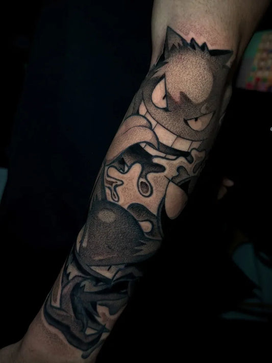 Medium Blackwork Pokemon Haunter Tattoo on Men Arm by @felps_ink