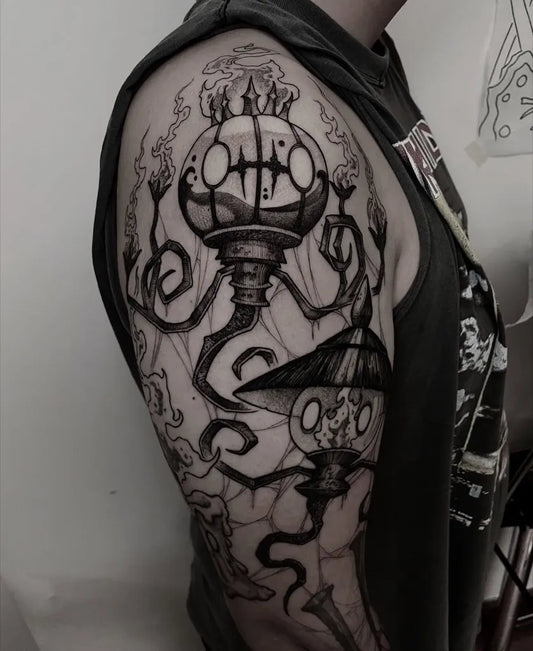 Medium Blackwork Pokemons Tattoo on Men Arm by @pokemon.tatts