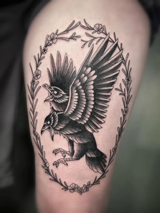Medium Blackwork Raven Duo on Women Arm Tattoo by @adambombl13