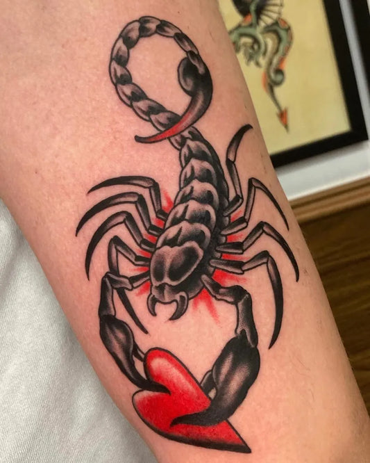 Medium Blackwork Scorpion Heart on Men Arm Tattoo by @gonzalo.tnt