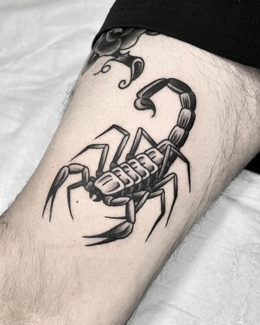 Medium Blackwork Scorpion on Men Arm Tattoo by @death_cloak