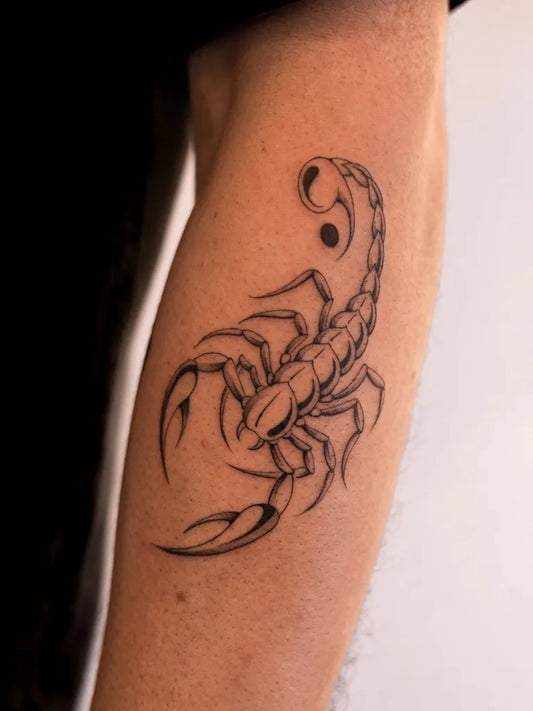 Medium Blackwork Scorpion on Men Arm Tattoo by @maik.ce