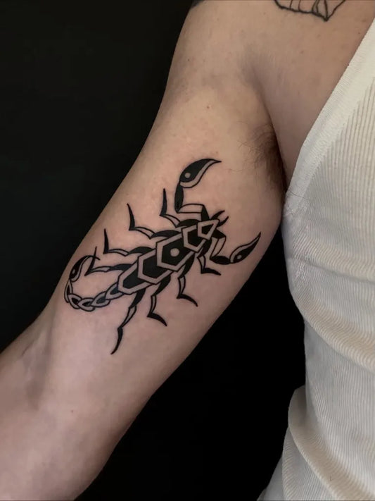 Medium Blackwork Scorpion on Men Arm Tattoo by @xbitterxsuessx