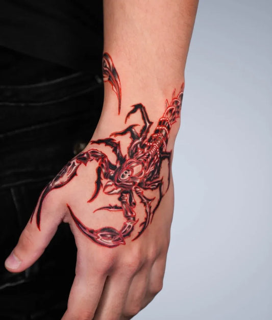 Medium Blackwork Scorpion on Men Wrist Tattoo by @blastedtattoos