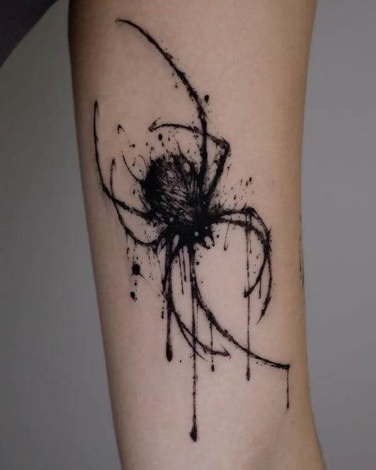 Medium Blackwork Spider on Women Arm Tattoo by @zoony.ink