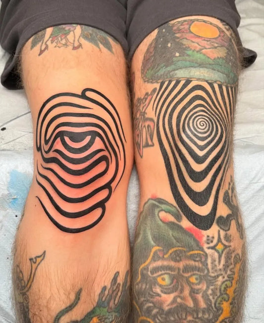Medium Blackwork SpiralEye Tattoo on Men Knee by @blxckink