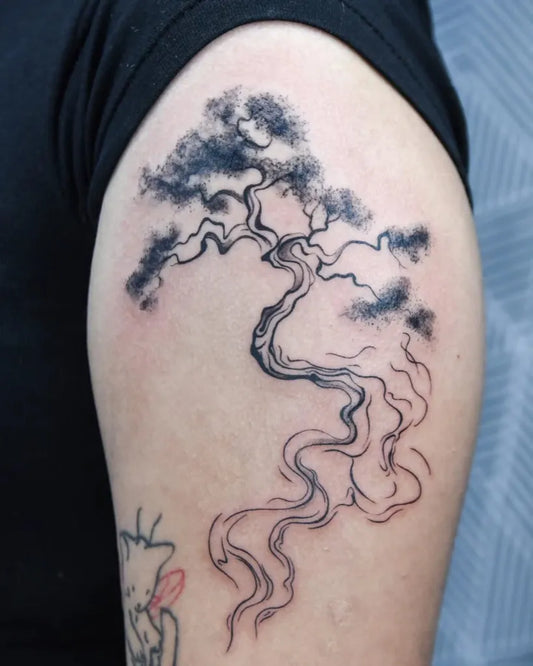 Medium Blackwork Tree Tattoo on Men Arm by @_nono_tattoo