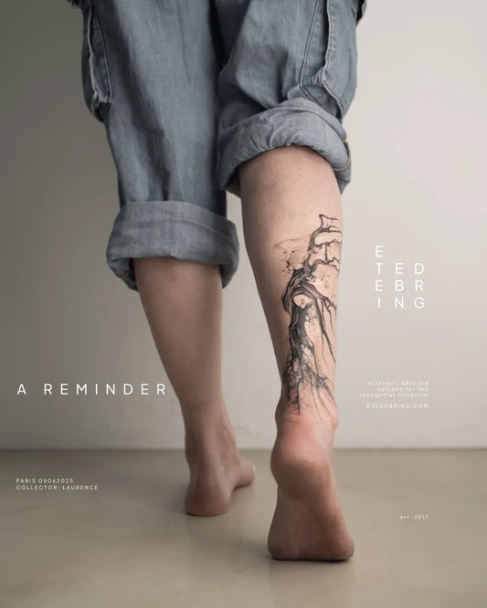 Medium Blackwork Tree Tattoo on Women Leg by @e.tedebring