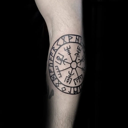 Medium Blackwork Vegvisir Tattoo on Men Arm by @havoc.trux