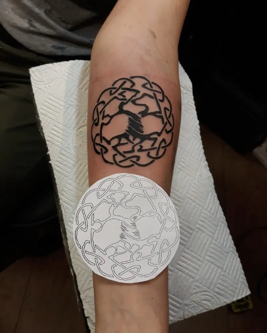 Medium Celtic Knot Design Tattoo on Men Arm by @henderskull