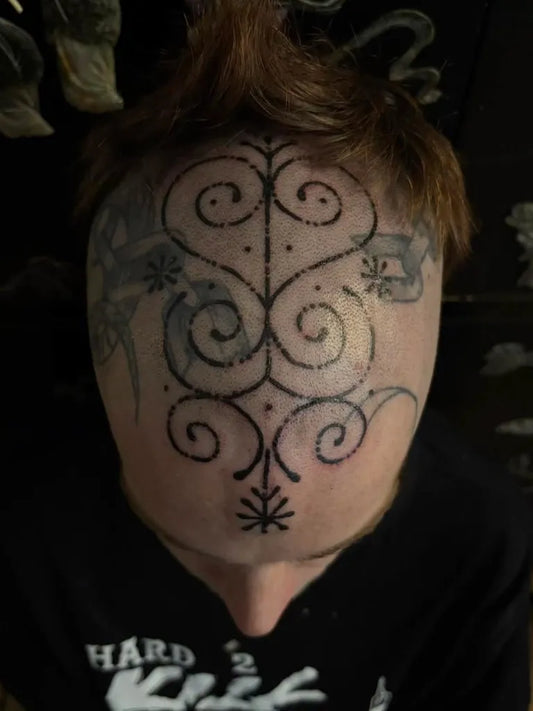 Medium Celtic Knotwork Tattoo on Men Head by @zul_tato