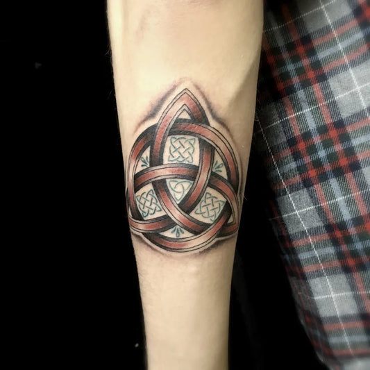 Medium Celtic Triquetra Tattoo on Men Arm by @theblackhattattoo