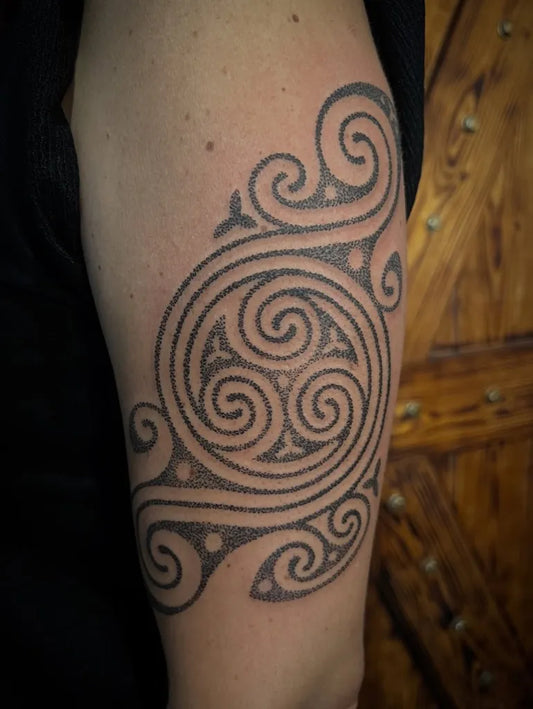 Medium Celtic TriskeleTattoo on Men Arm by @pedroamveloso