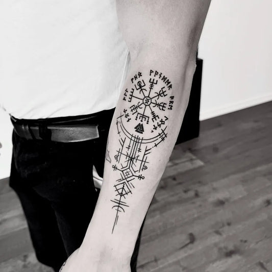 Medium Celtic Vegvisir Compass Men Arm Tattoo on Men Arm by @roatattoo