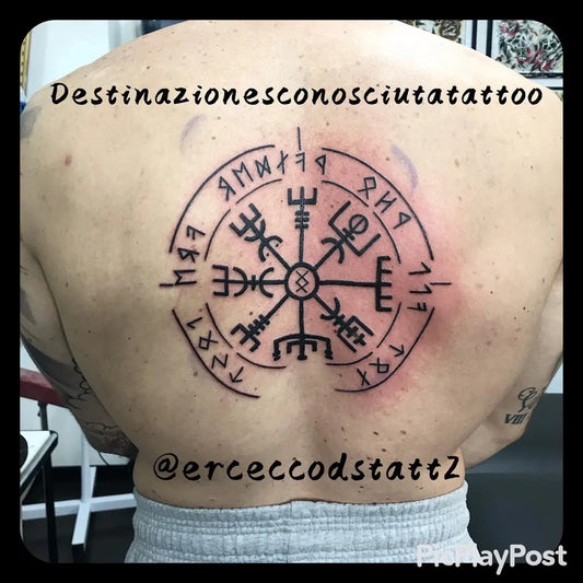 Medium Celtic VegvisirTattoo on Men Back by @erceccodstatt2