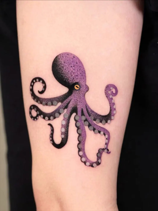 Medium Colorful Octopus Tattoo on Women Arm by @newtattoo_studio