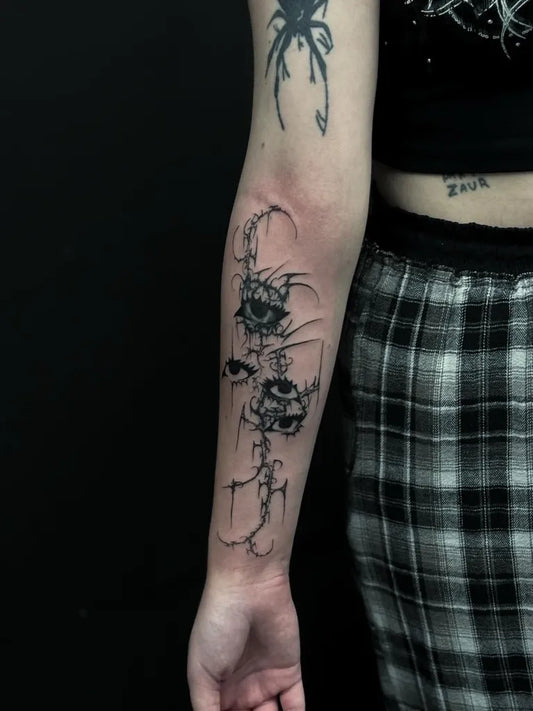 Medium Cyber Sigilism Eyes on Women Arm Tattoo by @ewangelista_tattoo