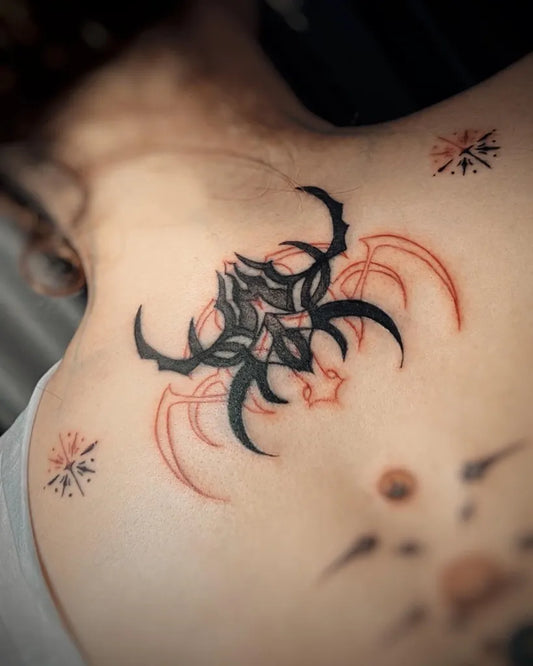 Medium Cyber Sigilism Spikes on Women Neck Tattoo by @taiinkchi