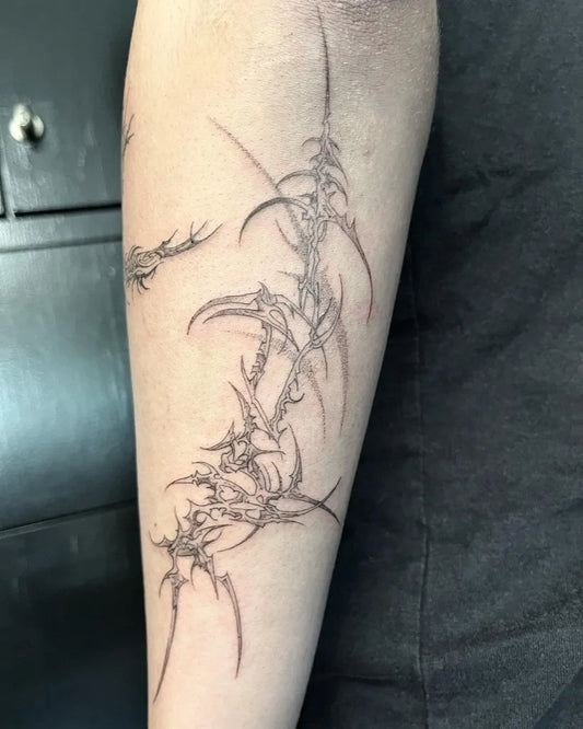 Medium Cyber Sigilism Thorn on Women Arm Tattoo by @mimimowmow