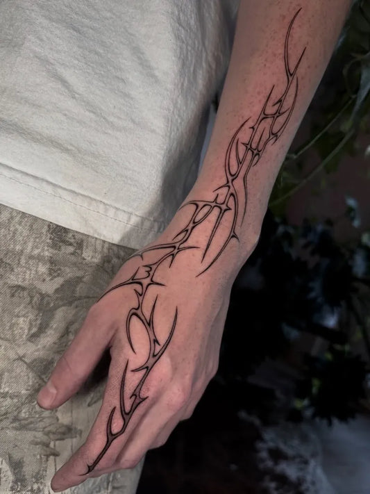 Medium Cyber Sigilism on Men Arm Tattoo by @ink.weesel