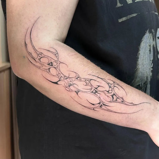 Medium Cyber Sigilism on Men Arm Tattoo by @stichverteiler