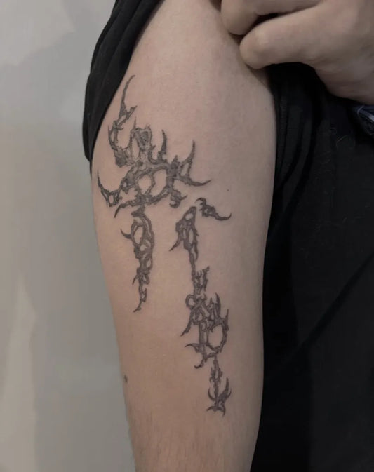 Medium Cyber Sigilism on Men Arm Tattoo by @tattoo.snippet