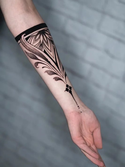 Medium Dotwork Floral Mandala Tattoo on Women Forearm by @istotattoo