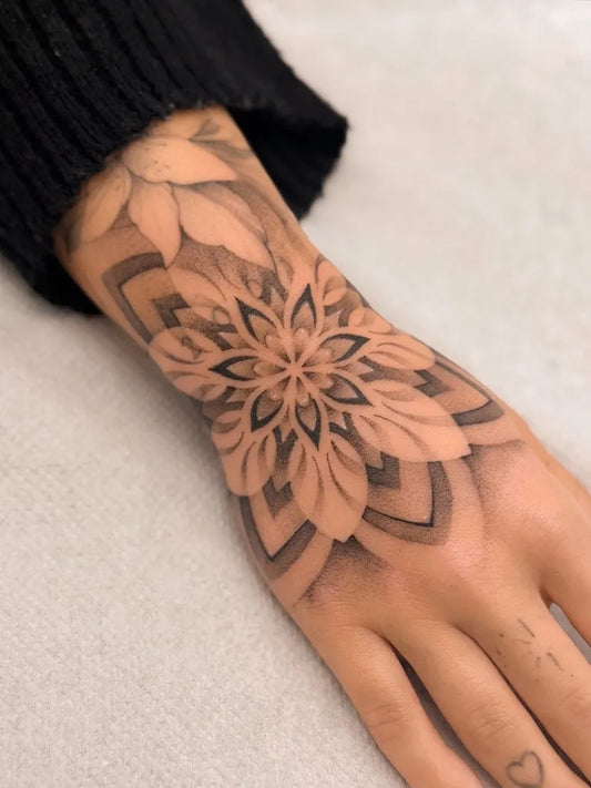 Medium Dotwork Mandala Tattoo on Women Wrist by @alextreze13