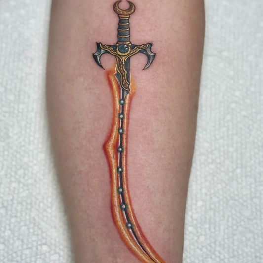 Medium Fantasy Sword on Men Arm Tattoo by @thstpl