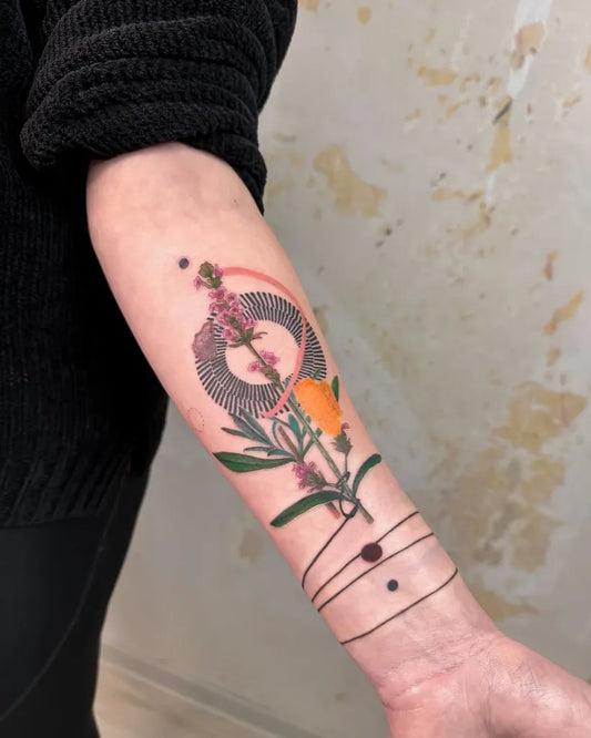 Medium Floral Botanical Flower Mandala on Women Arm Tattoo by @gullsahkaraca