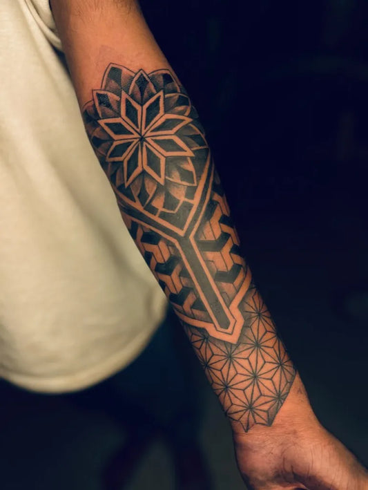 Medium Geometric Mandala Design Tattoo on Men Arm by @thetattooartistmanish