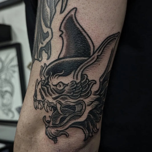 Medium Gothic Bat Tattoo on Men Arm by @keatez