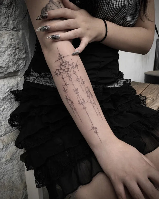 Medium Gothic Tree and Branches Tattoo on Women Arm by @keeshetattoo