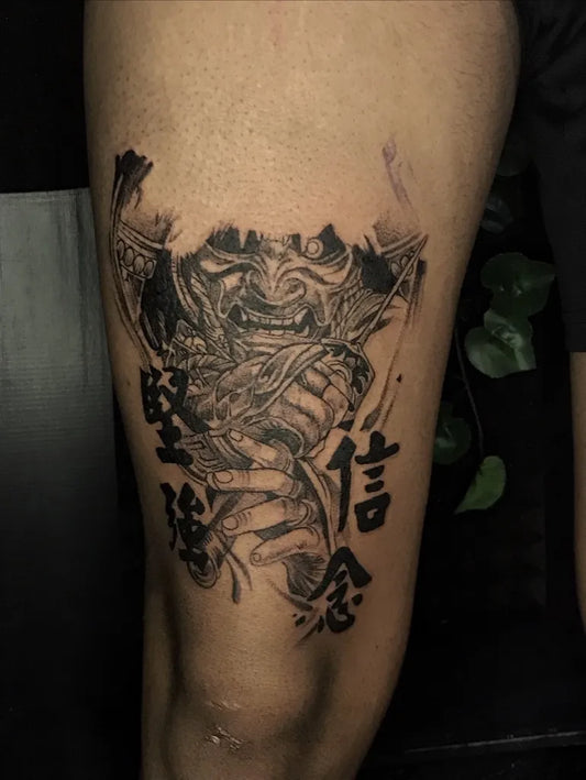Medium Irezumi Samurai with Oni Men on Men Arm by @ishi_thomaz