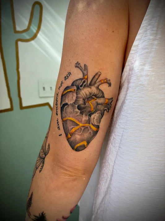 Medium Kintsugi Heart on Women Arm Tattoo by @atimmerman_arts